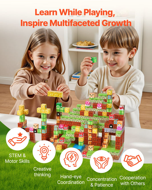 Magnetic Blocks, 100 PCS Magnet Blocks Set, Magnetic Building Cubes For Kids, STEM Montessori Sensory Toys For Christmas Birthday Gift, Construction Stacking Toy For Ages 3 And Years Old Boys & Girls - 0 - LumeraKids