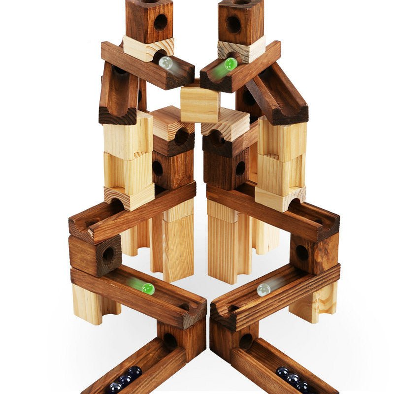 Wood Marbles Building Run Maze Ball Blocks Rollercoaster Style Construction Educational Toys For Children Kids Gifts - 0 - LumeraKids