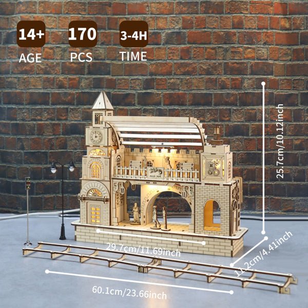 3D Wooden Puzzle Railway Station Model Kits To Build Wooden Construction Handmade DIY Craft Unique Gift For Christmas - 0 - LumeraKids