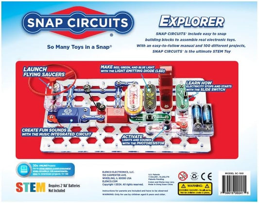 Elenco Snap Circuits Jr. SC-100 Electronics Exploration Kit, Over 100 Projects, Full Color Project Manual, 30 + Snap Circuits Parts, STEM Educational Toy for Kids 8 +, Black - Jouets & Éveil - LumeraKids