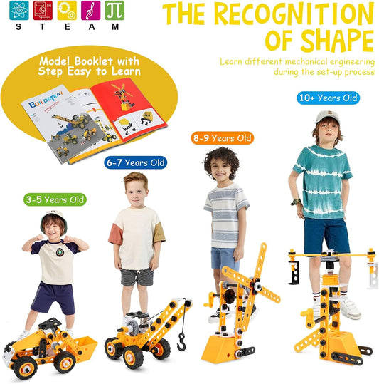 Kit STEM 10 en 1 – Véhicules de Construction | 100 Pièces | Dès 4 ans - LumeraKids