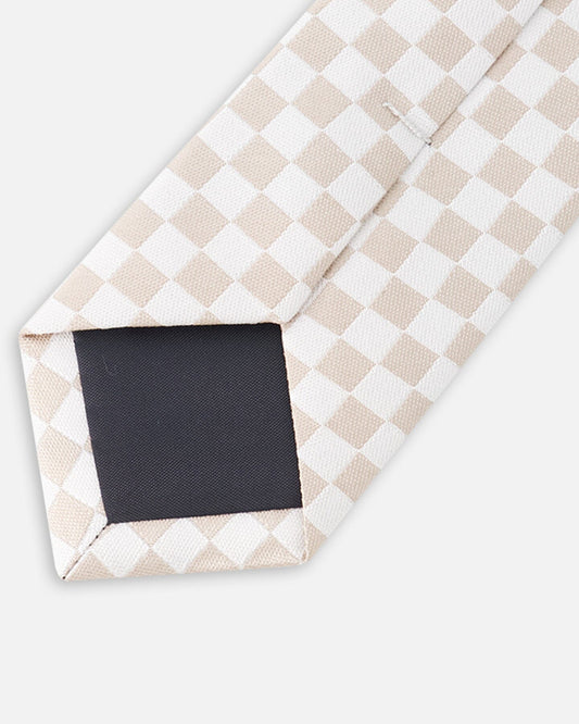 Neck Tie White And Sand Check - Accessories - LumeraKids