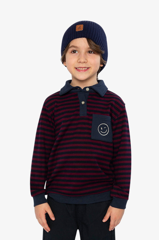 Brushed Jersey Top Red And Blue Stripes - Tees & Tops - LumeraKids