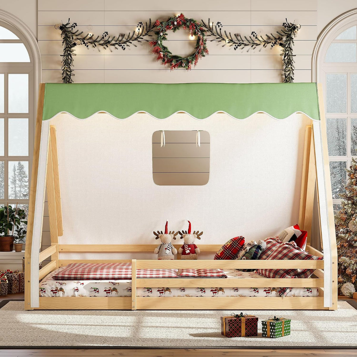 Full Size Premium Montessori Solidwood Floorbed Canopy