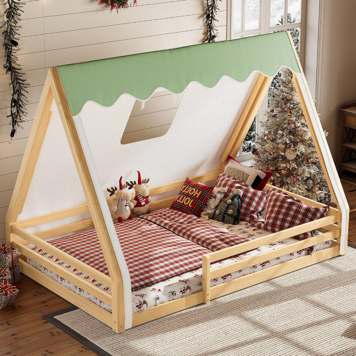 Full Size Premium Montessori Solidwood Floorbed Canopy
