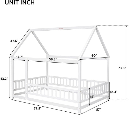 Full Size Wooden Montessori Farmhouse Playhouse Bed - Playhouse - LumeraKids