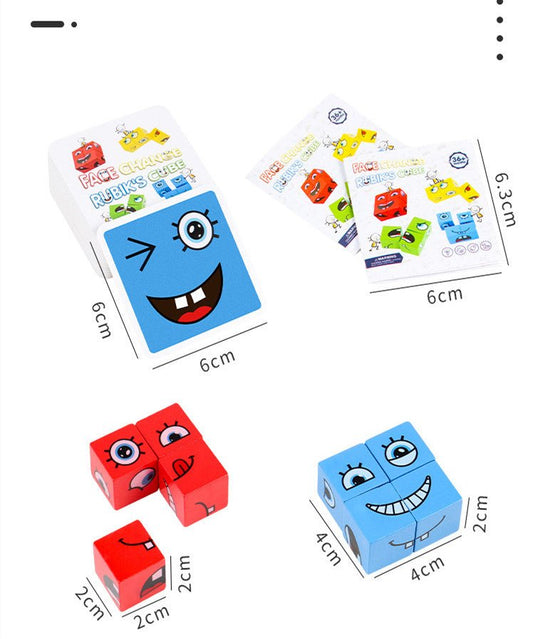 Face-changing Rubik's Cube Intelligence Building Blocks Children's Logical Thinking Toy Wooden - 0 - LumeraKids