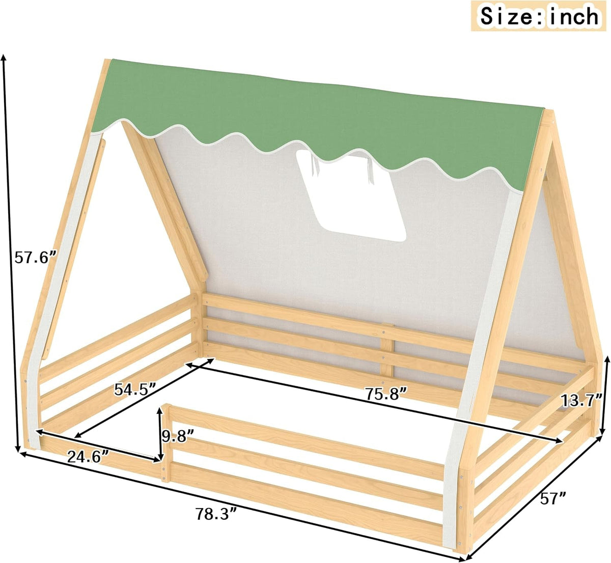 Full Size Premium Montessori Solidwood Floorbed Canopy