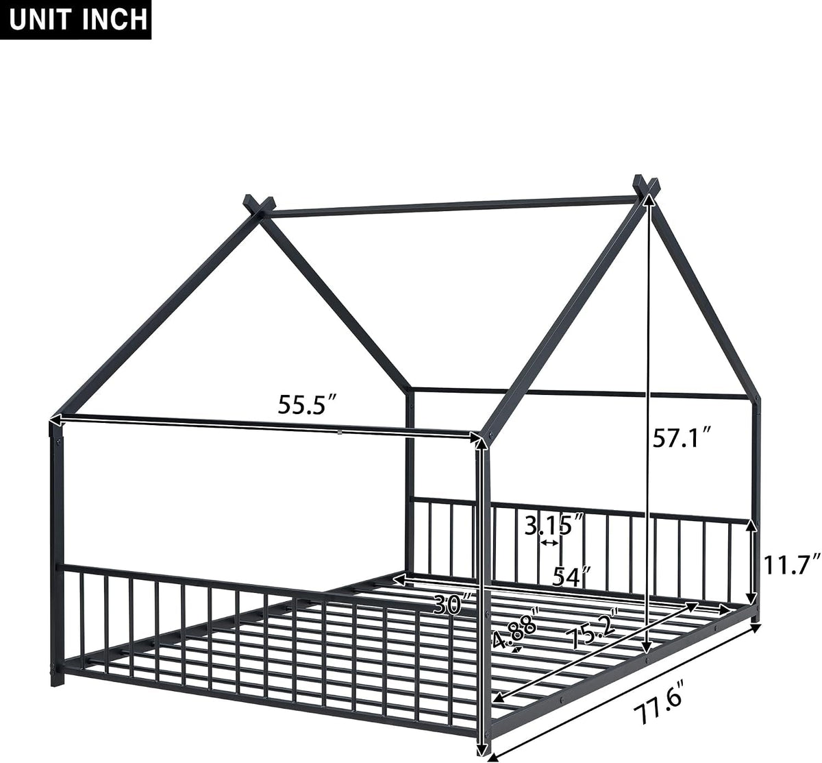 Montessori Oversized Floor Bed With Roof Playhouse
