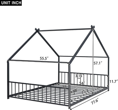 Montessori Oversized Floor Bed With Roof Playhouse