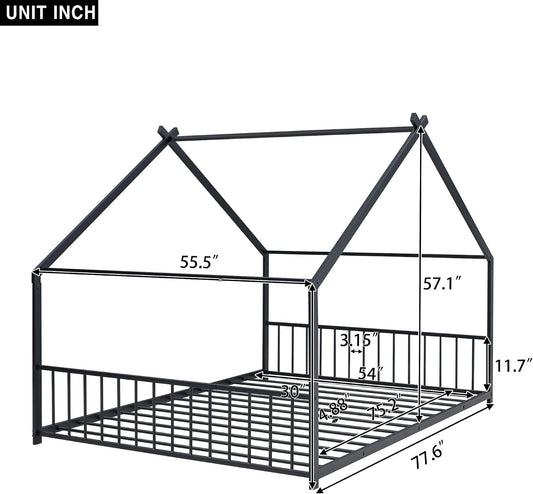 Montessori Oversized Floor Bed With Roof Playhouse - Playhouse - LumeraKids