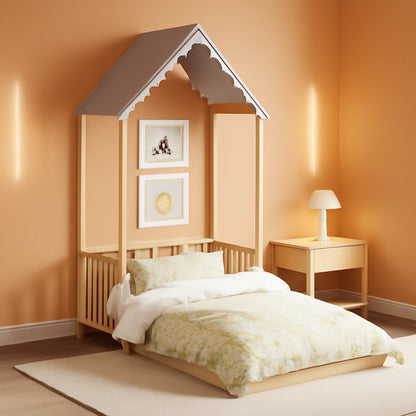 Twin Size Montessori Floor Bed Natural Solid Wood Frame