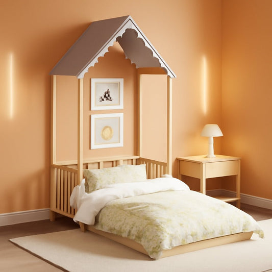 Twin Size Montessori Floor Bed Natural Solid Wood Frame - Playhouse - LumeraKids