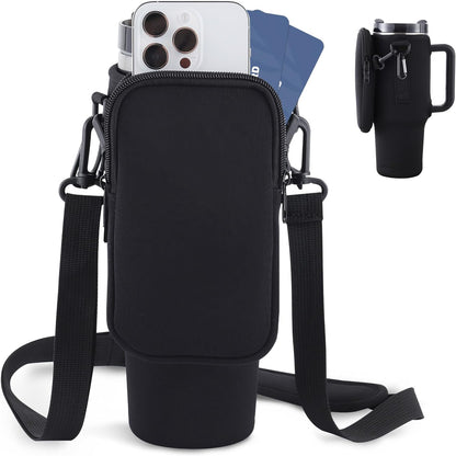 Slok Water Bottle Carrier Bag, Compatible With 40oz Tumbler With Handle, Modern Water Bottle Holder With Simple Adjustable Strap For Outdoor Walking Hiking Travelling Sports-Blue Purple - 0 - LumeraKids