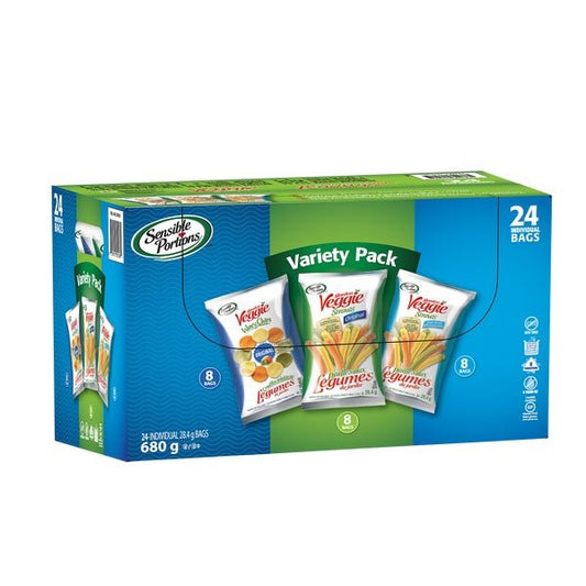 Garden Veggie Straws Variety Pack - 4 Cases x 24 Bags x 28 g - Sensible Portions - Canadian Distribution - Ships Free Within Canada on Orders Above CAD $199 - Grocery and Food Items - LumeraKids