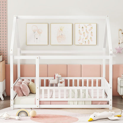 Full Size Wooden Montessori Farmhouse Playhouse Bed