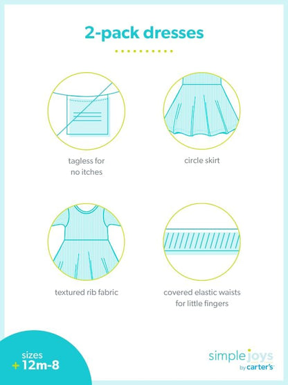 Lot de 2 Robes Filles – Simple Joys by Carter's | 100% Coton