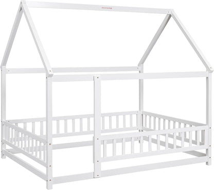 Full Size Wooden Montessori Farmhouse Playhouse Bed