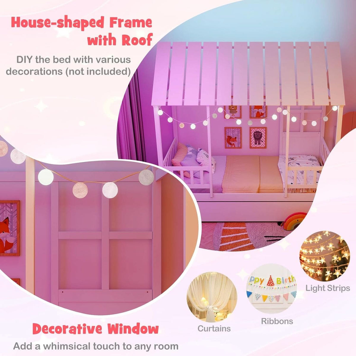 Twin House Bed With Trundle Montessori Inspired Design White