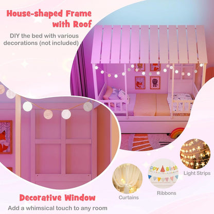 Twin House Bed With Trundle Montessori Inspired Design White