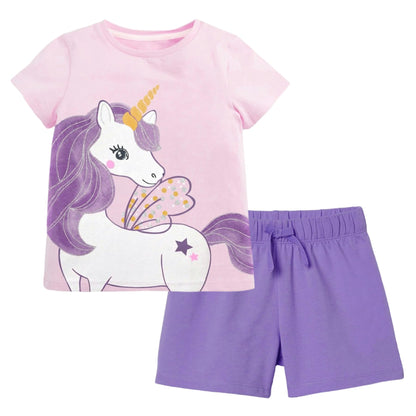 Ensemble 2 Pièces Fille Été | T-Shirt Sans Manches + Short | 100% Coton | 18 mois à 7 ans