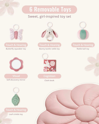 Tapis d'Éveil Bébé Feuille Géante — 6 Jouets Détachables | Blissful Diary