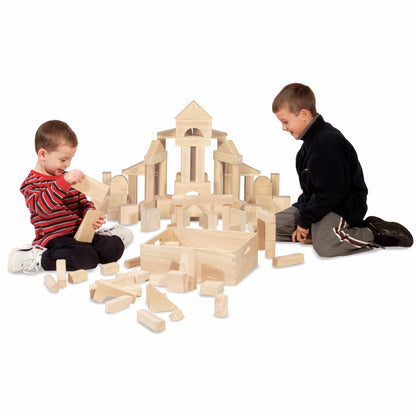 Melissa & Doug – Blocs de construction en bois (60 pièces) avec bac de rangement