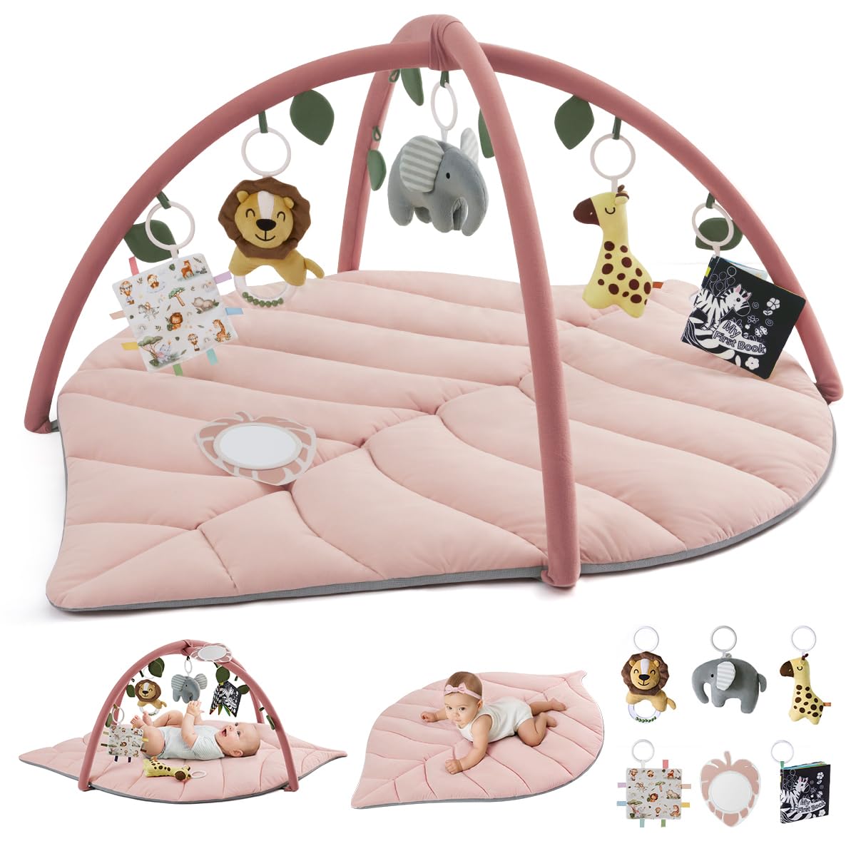 Tapis d'Éveil Bébé Feuille Géante — 6 Jouets Détachables | Blissful Diary