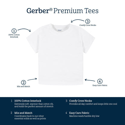 T-shirts Bébé Gerber — Lot de 5 | 100% Coton | 12 Mois à 5T