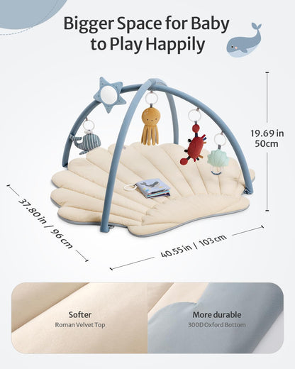 Tapis d'Éveil Bébé Feuille Géante — 6 Jouets Détachables | Blissful Diary