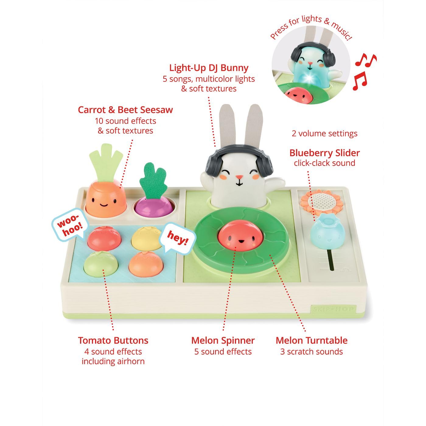 Skip Hop Volant Interactif Farmstand See & Bee — 2-en-1 Plat Ventre & Assis, Musique & Miroir | Dès 3 Mois