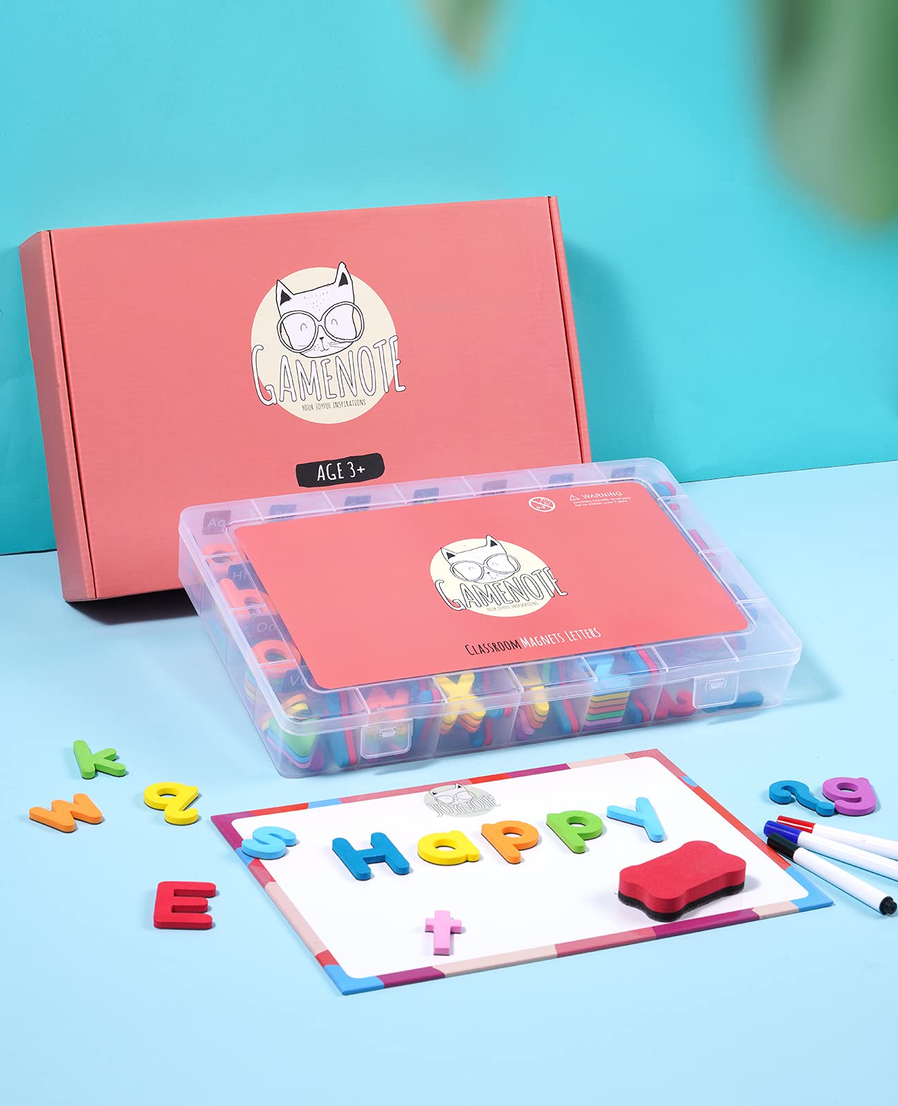 Classroom Magnetic Alphabet Letters Kit 234 Pcs with Double-Side Magnet Board - Gamenote Foam Alphabet Letters for Preschool Kids Toddler Spelling and Learning Colorful