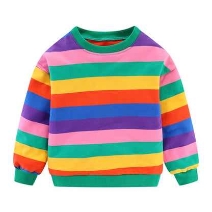 Sweat Col Rond Filles | 100% Coton | Motifs Colorés & Rayures
