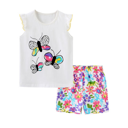 Ensemble 2 Pièces Fille Été | T-Shirt Sans Manches + Short | 100% Coton | 18 mois à 7 ans