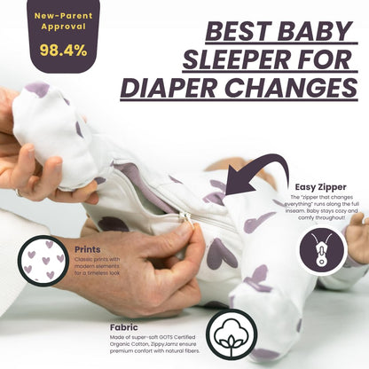 Pyjama Bébé ZippyJamz – Coton Bio GOTS | Double Fermeture Éclair