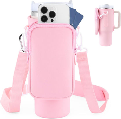 Slok Water Bottle Carrier Bag, Compatible With 40oz Tumbler With Handle, Modern Water Bottle Holder With Simple Adjustable Strap For Outdoor Walking Hiking Travelling Sports-Blue Purple - 0 - LumeraKids