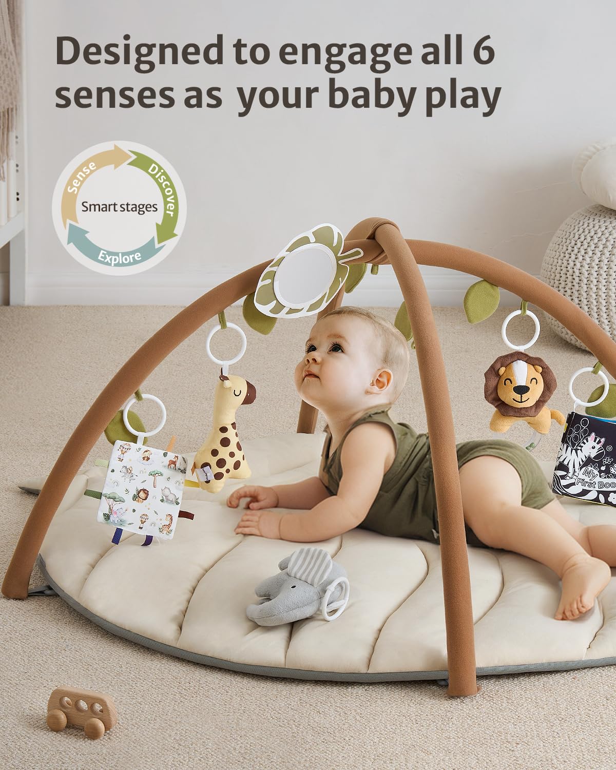 Tapis d'Éveil Bébé Feuille Géante — 6 Jouets Détachables | Blissful Diary