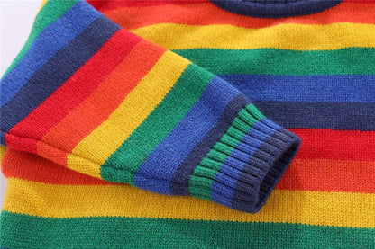 Chandail Tricoté Arc-en-Ciel Enfant | Col Rond | Rayures Colorées