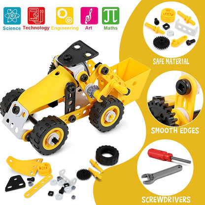Kit STEM 10 en 1 – Véhicules de Construction | 100 Pièces | Dès 4 ans