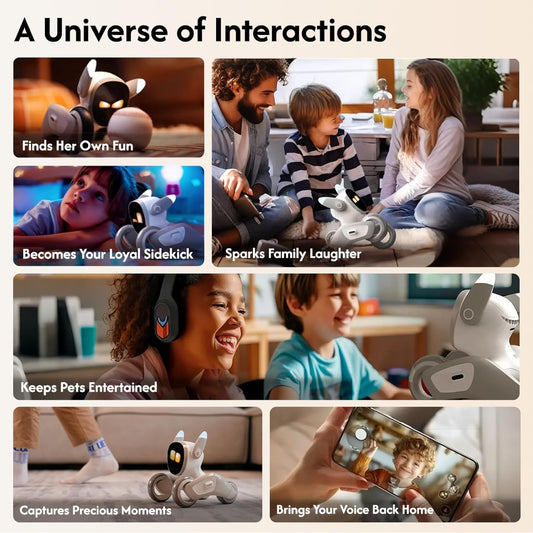 Loona V28 : Robot Animal de Compagnie Intelligent avec IA – Commande Vocale, Reconnaissance des Gestes & Interaction en Temps Réel pour Enfants – Avec Station de Recharge