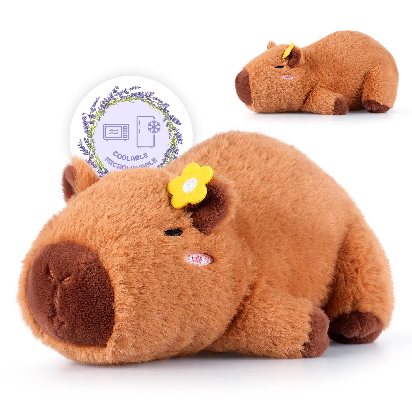 Peluche Capybara Chauffante & Rafraîchissante – Soulagement Naturel, Parfum Lavande | Cadeau Enfants & Adultes