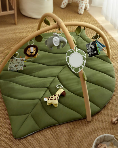 Tapis d'Éveil Bébé Feuille Géante — 6 Jouets Détachables | Blissful Diary