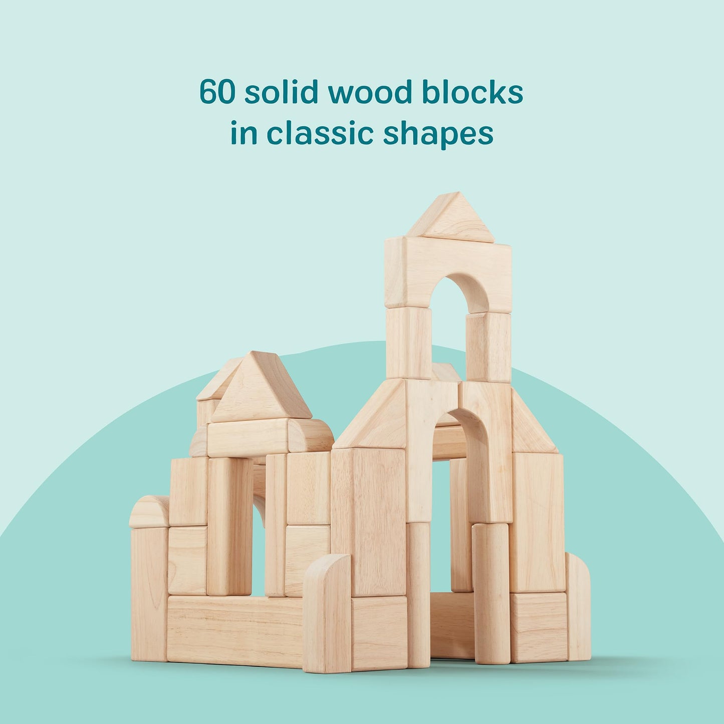 Melissa & Doug – Blocs de construction en bois (60 pièces) avec bac de rangement