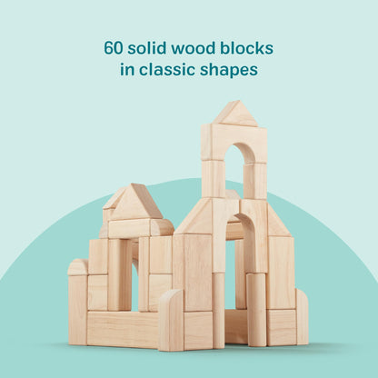 Melissa & Doug – Blocs de construction en bois (60 pièces) avec bac de rangement