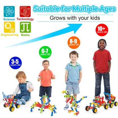 Jeu de construction STEM Qirptey – 125 pièces | Blocs éducatifs pour enfants 3-8 ans | Cadeau créatif