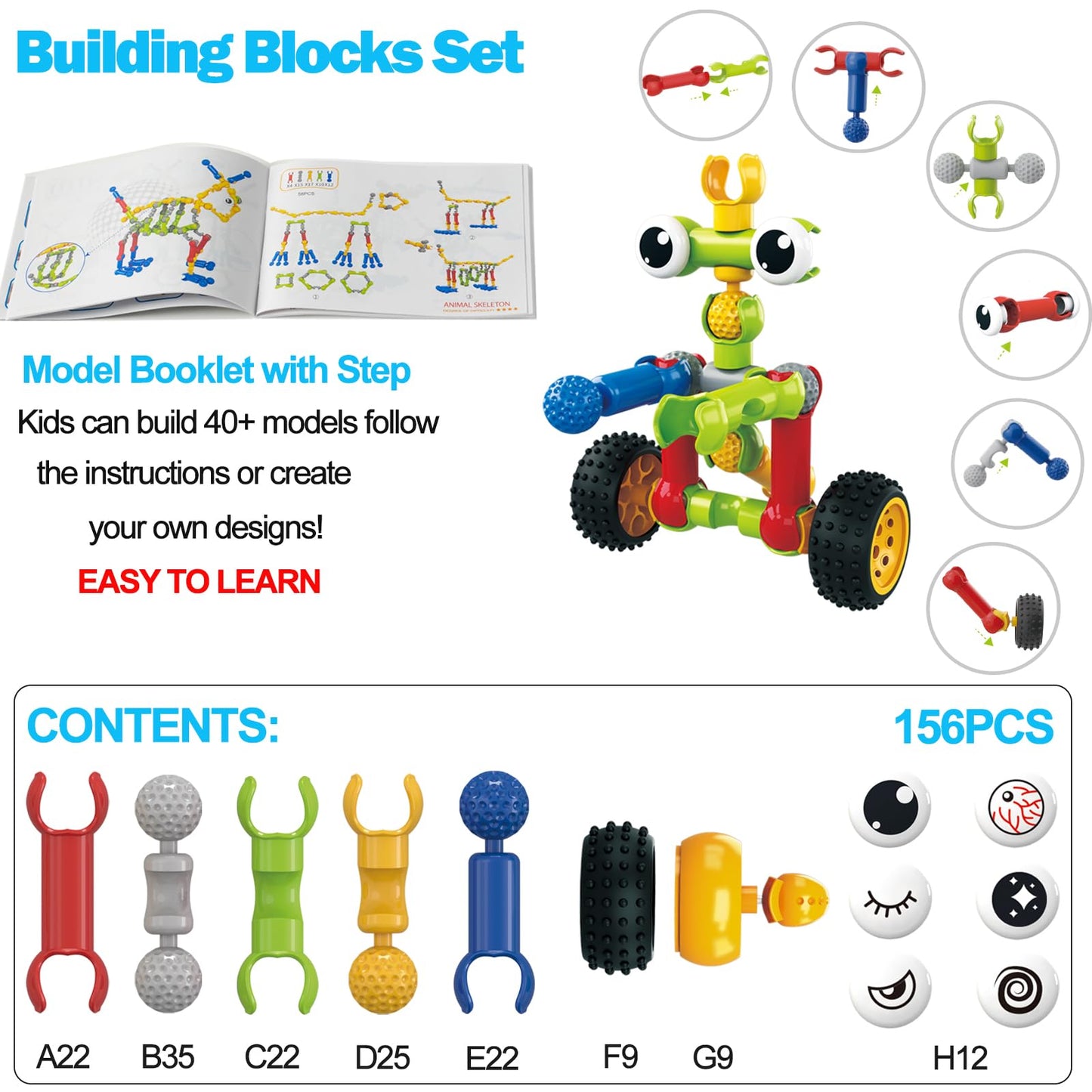 Blocs de Construction Créatifs – 40+ Modèles | Dinosaure, Robot, Animal | STEM | Dès 4 ans