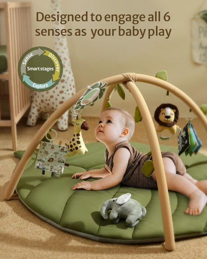 Tapis d'Éveil Bébé Feuille Géante — 6 Jouets Détachables | Blissful Diary
