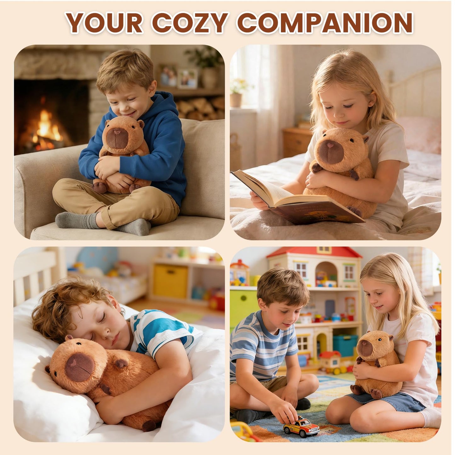 Peluche Capybara Chauffante & Rafraîchissante – Soulagement Naturel, Parfum Lavande | Cadeau Enfants & Adultes