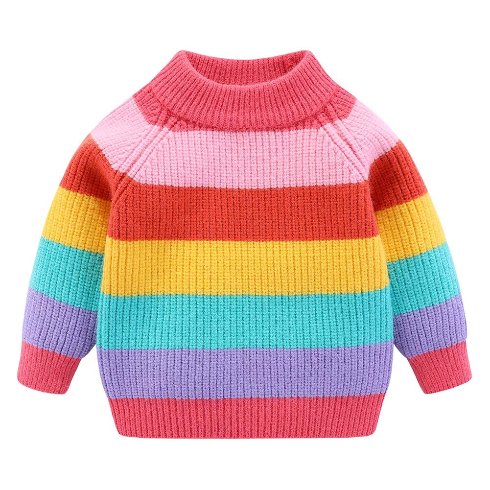 Chandail Tricoté Arc-en-Ciel Enfant | Col Rond | Rayures Colorées