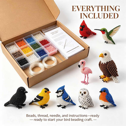 Kit DIY Oiseaux en perles 3D – Broderie artisanale pour adultes et débutants